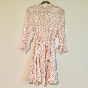 Pink Floral Long Sleeve Tie Dress